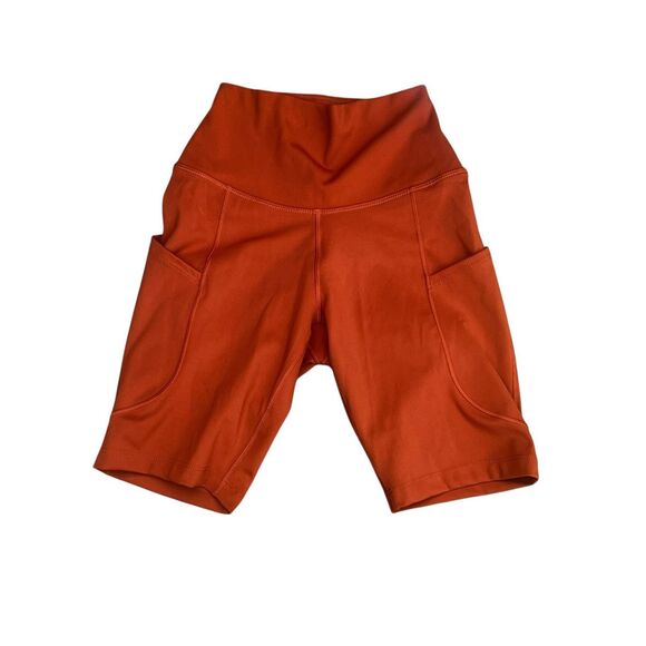 Nike One High Waisted 8" XS Womens Biker Shorts Pockets Rust Orange training - Picture 1 of 3